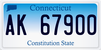 CT license plate AK67900