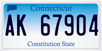 CT license plate AK67904