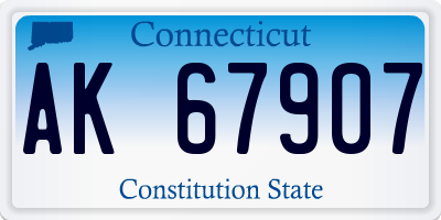CT license plate AK67907