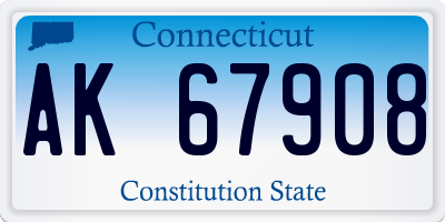 CT license plate AK67908