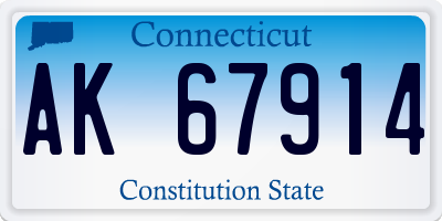 CT license plate AK67914