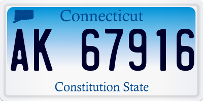 CT license plate AK67916