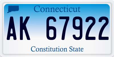 CT license plate AK67922