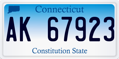 CT license plate AK67923