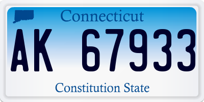CT license plate AK67933