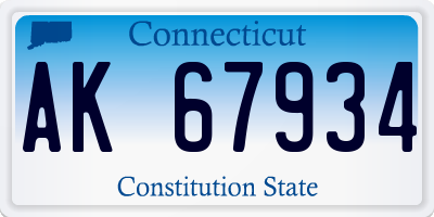 CT license plate AK67934