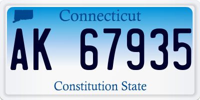 CT license plate AK67935