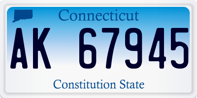 CT license plate AK67945
