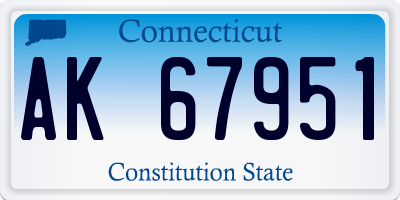 CT license plate AK67951