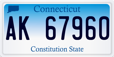 CT license plate AK67960