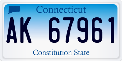 CT license plate AK67961