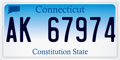 CT license plate AK67974