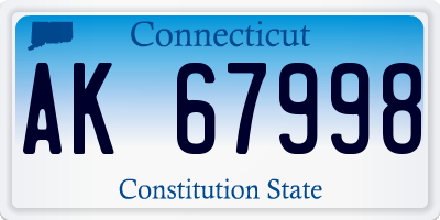 CT license plate AK67998