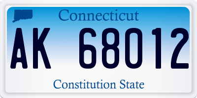 CT license plate AK68012