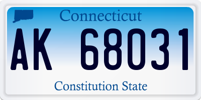 CT license plate AK68031