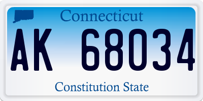 CT license plate AK68034