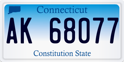 CT license plate AK68077
