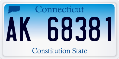 CT license plate AK68381