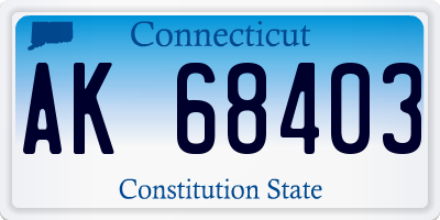 CT license plate AK68403