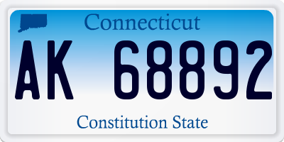 CT license plate AK68892