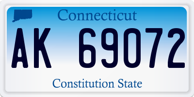 CT license plate AK69072