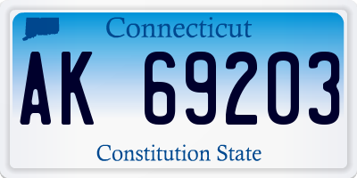 CT license plate AK69203