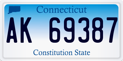 CT license plate AK69387