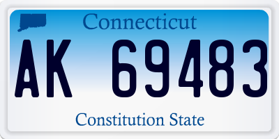 CT license plate AK69483