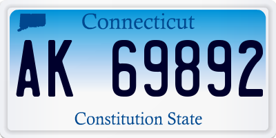 CT license plate AK69892