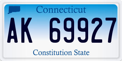 CT license plate AK69927