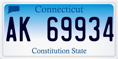 CT license plate AK69934