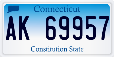 CT license plate AK69957