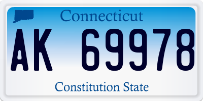 CT license plate AK69978