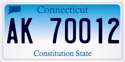 CT license plate AK70012