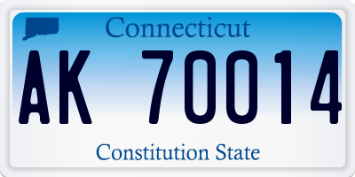 CT license plate AK70014