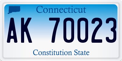 CT license plate AK70023