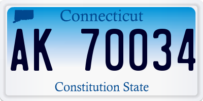 CT license plate AK70034