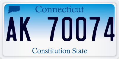 CT license plate AK70074