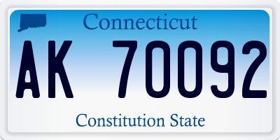 CT license plate AK70092