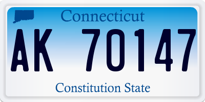 CT license plate AK70147