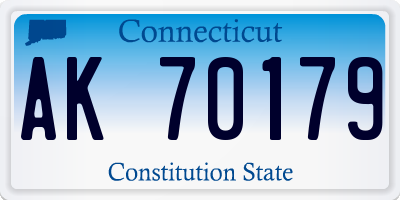 CT license plate AK70179