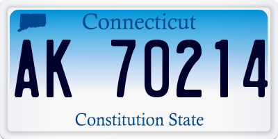 CT license plate AK70214