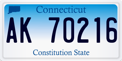 CT license plate AK70216