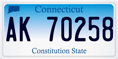 CT license plate AK70258