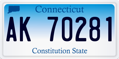 CT license plate AK70281