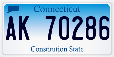 CT license plate AK70286