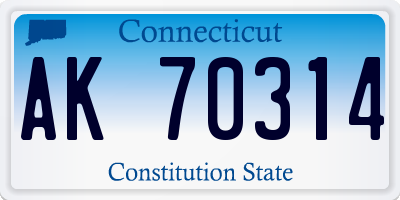 CT license plate AK70314