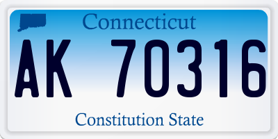 CT license plate AK70316