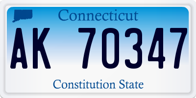 CT license plate AK70347