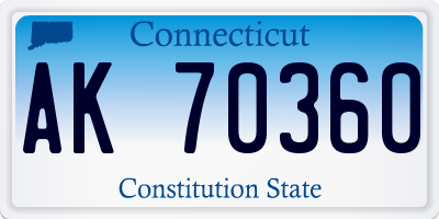CT license plate AK70360